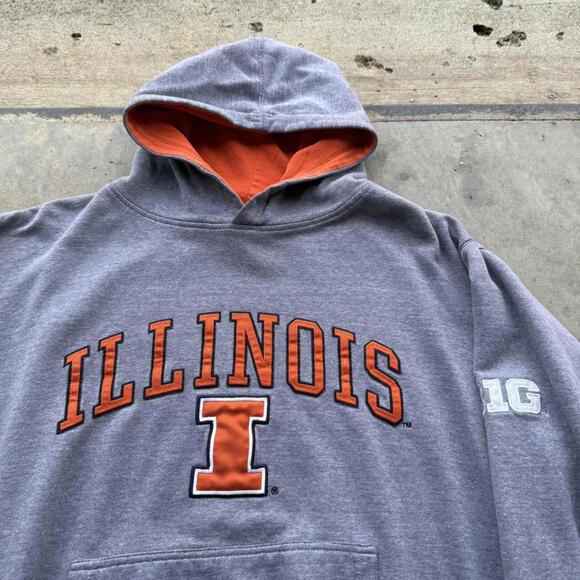 Vintage Illinois University grey hoodie size XL boxy cropped fit - Picture 2 of 6